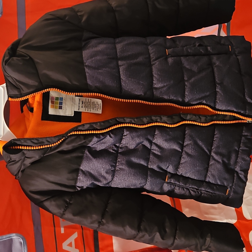 Healthtex 3T winter jacket black orange Heathered charcoal  my grandson is now